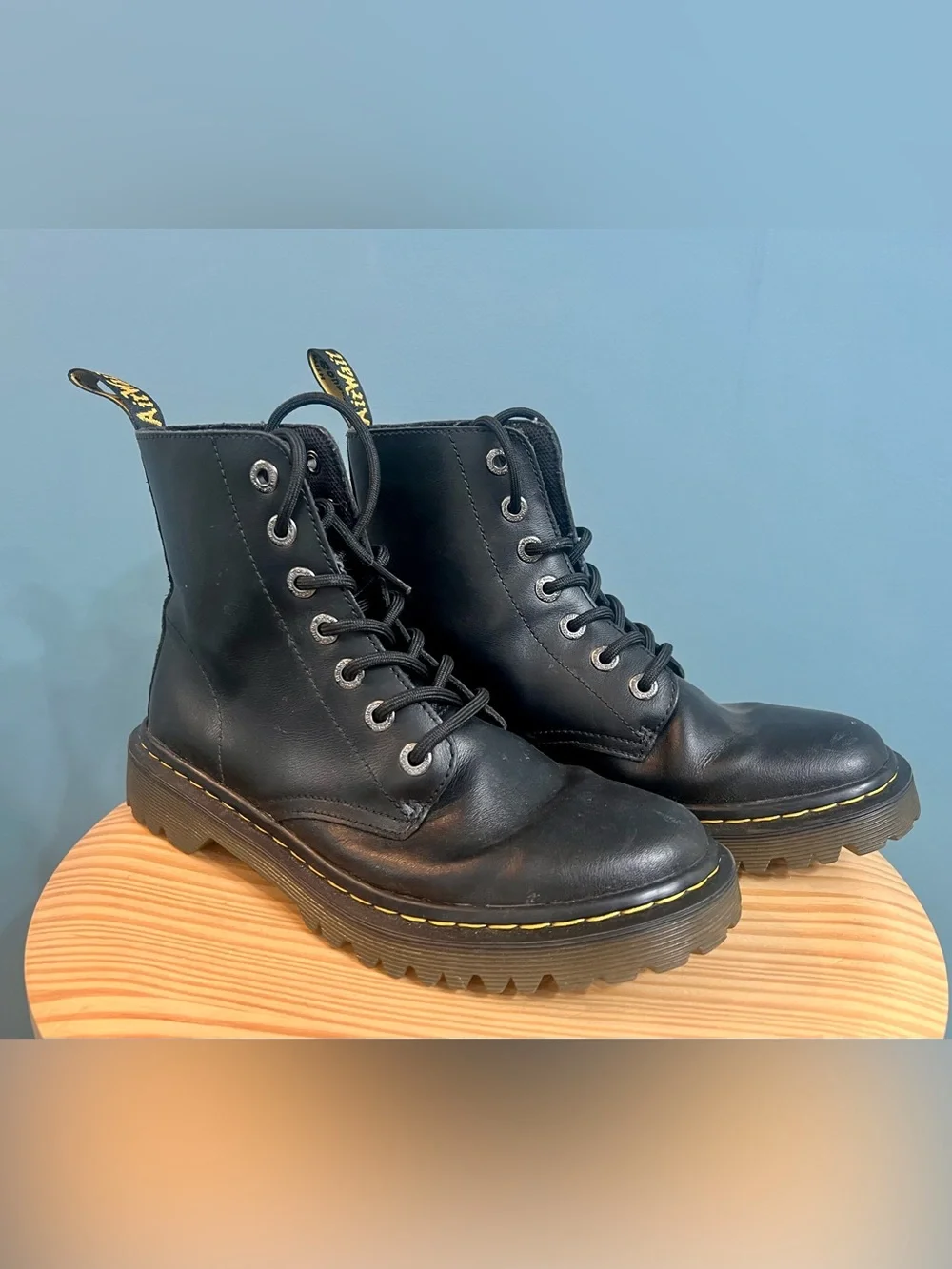 Dr. Martens Luana Black Leather 7 Eye Combat Boots Women’s US 7 EU 38
